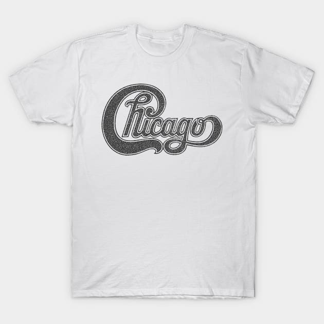 Chicago / Retro Styled Faded Design (Black) T-Shirt by CultOfRomance